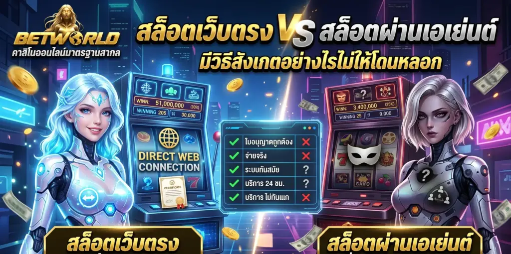 สล็อตเว็บตรง VS ผ่านเอเย่นต์ สังเกตอย่างไรไม่ให้โดนหลอก